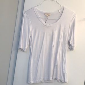 Basic white T-shirt.